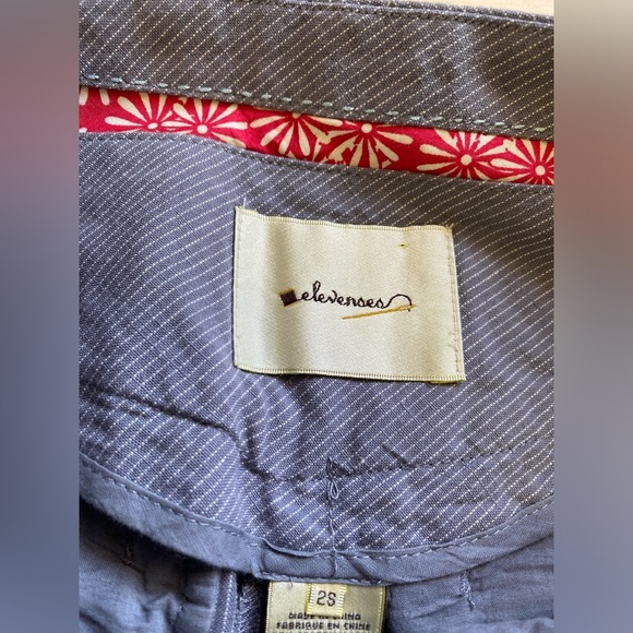 Elevenses Anthropologie Cropped Wide Leg Striped High Waist Pants Blue Size 2 - Picture 5 of 11
